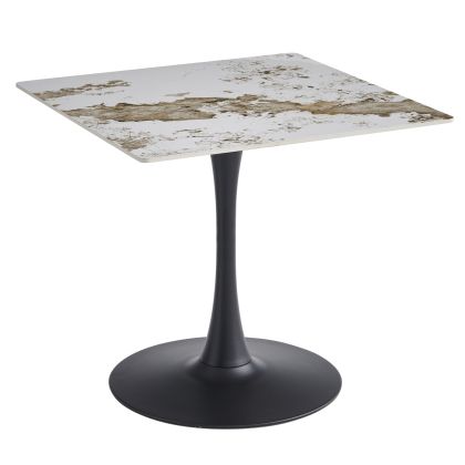 DINING TABLE TETRAN HM18315.02 BLACK METAL BASE--SINTERED STONE TOP IN PANDORA COLOR 80x80x74Hcm