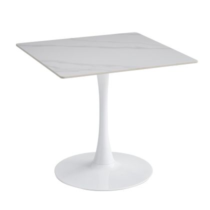 DINING TABLE TETRAN HM18315.01 METAL IN WHITE--SINTERED STONE TOP IN SNOW WHITE COLOR 80x80x74Hcm