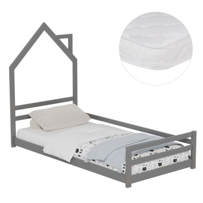 BED WITH MATTRESS HOUSER HM21301.01 PINE WOOD IN GREY COLOR--MATTRESS 90x190cm