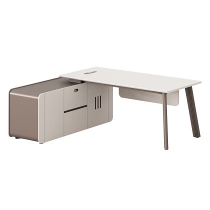 OFFICE DESK LEFT CORNER NEWLINE HM18271L MELAMINE IN CERAM WHITE-LIGHT BROWN 200x165x75Hcm.