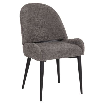 DINING CHAIR SARKY HM8585.11 BOUCLE GREY FABRIC-BLACK METAL LEGS 56x64x88Hcm.