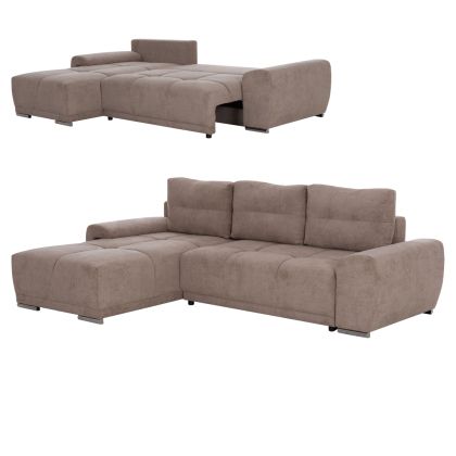 LEFT CORNER SOFABED COMFYRA HM3336.03L BEIGE FABRIC 270x181x75Hcm.