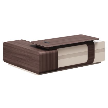 RIGHT CORNER OFFICE DESK SERIES PRESIDENT HM2146R MELAMINE IN WALNUT-BEIGE 240x180x76Hcm
