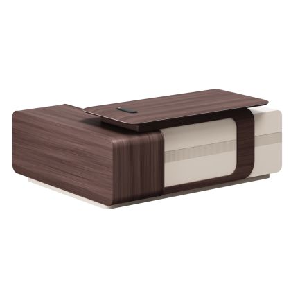 RIGHT CORNER OFFICE DESK SERIES PRESIDENT HM2147R MELAMINE IN WALNUT-BEIGE 200x160x76Hcm