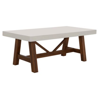 OUTDOOR COFFEE TABLE MAEVE HM6595.02 BEIGE FIBER CEMENT TOP--ACACIA WOOD LEGS 130x70x45Hcm