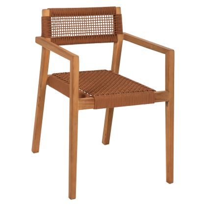 ARMCHAIR CHARLOTTE HM9637.01 TEAK WOOD IN NATURAL & BROWN ROPE 59x54x83Hcm.