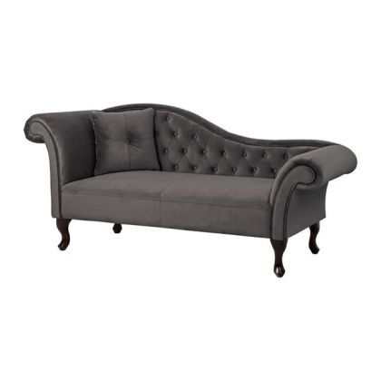 Chesterfield Chaise longue Grey Velvet Niovi HM3007.10 Left Arm 189x61x84cm