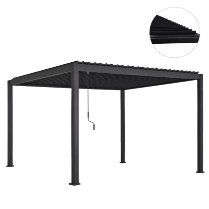 BIOCLIMATIC ALUMINUM PERGOLA DOMECIL HM6612.01 WITH IRON LOUVERS--300x400x240Hcm