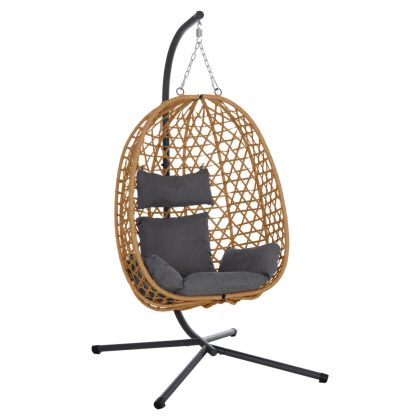 HANGING NEST NESTA HM6468.05 BLACK METAL (STEEL)--BROWN P.E.RATTAN 100x100x190Hcm.