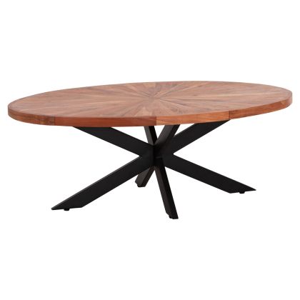 COFFEE TABLE OVAL MONTANA SUPERIOR HM9906 ACACIA WOOD-METAL 120x61x45Hcm.