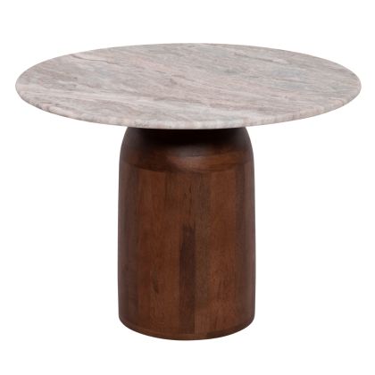 COFFEE TABLE ROUND MALED ΗΜ18002 GREY MARBLE-MANGO WOOD Φ60x44,5Hcm.