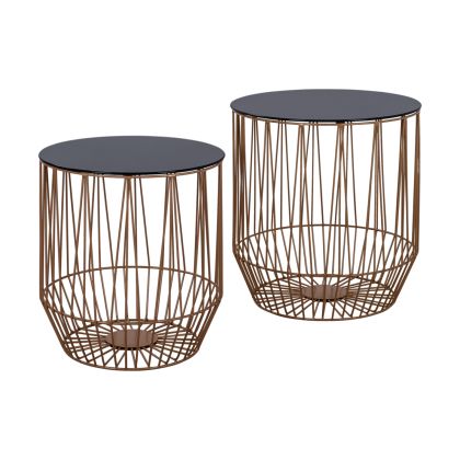 ZIGON 2PCS CAGE FB98601 BLACK GLASS AND GOLD METAL FRAME