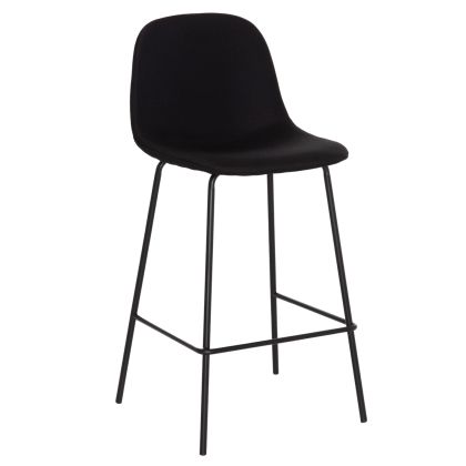 BAR STOOL VINCENT HM9298.24 MEDIUM HEIGHT-BLACK FABRIC-METAL LEGS 43x50x92.5Hcm.