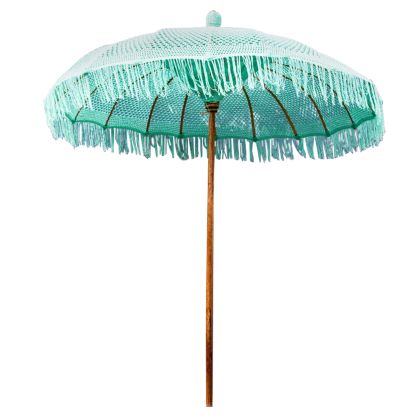 LUX UMBRELLA ΗΜ6035.02 MACRAME LIGHT GREEN TEAK POLE Φ200X260