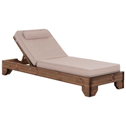 BEACH LOUNGER KORINOS HM10783.72 PINE WOOD IN WALNUT--OLEFIN CUSHION IN BEIGE 79x204x77Hcm.