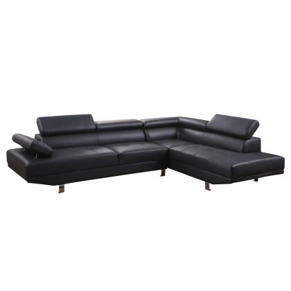 Ъглов десен диван Goro 270x200x87см-черен PU