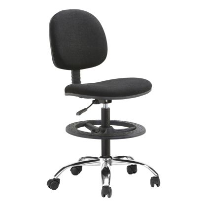 WORK STOOL WITH FOOTREST DROMEN HM1210.01 BLACK FABRIC - CHROMED BASE 47x53x99-123Hcm.