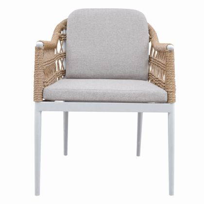 DINING CHAIR BOXER HM6556.02 ALUMINUM & CUSHIONS IN BEIGE--TWIST WICKER 61x59x78.5Hcm.