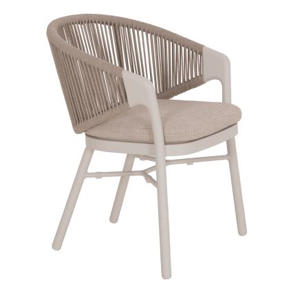 DINING CHAIR XANTION HM6472.02 CREAM WHITE ALUMINUM--ROPE-OLEFIN CUSHION IN LIGHT GREY 59x60x78Hcm.