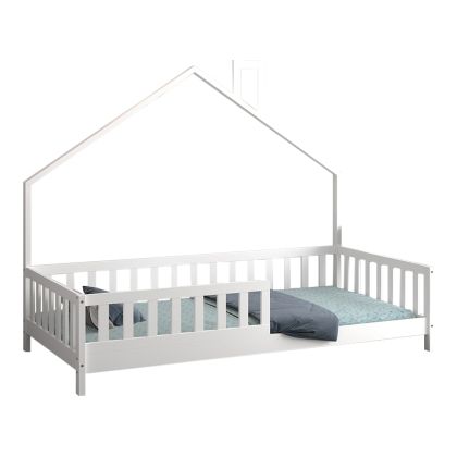 BED FOR KIDS HOUSER HM740.03 t.MONTESSORI SOLID PINE WOOD IN WHITE--FOR 190x90cm.