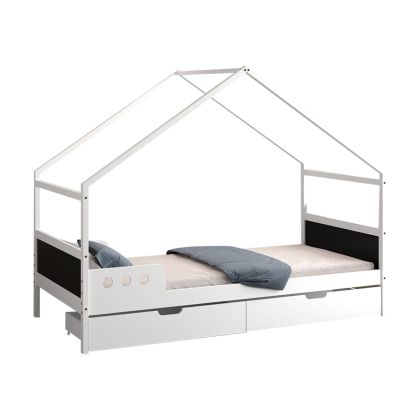 KIDS' BED WITH DRAWERS FB9741.01 t.MONTESSORI--PINE WOOD IN WHITE FOR MATTRESS 190x90cm