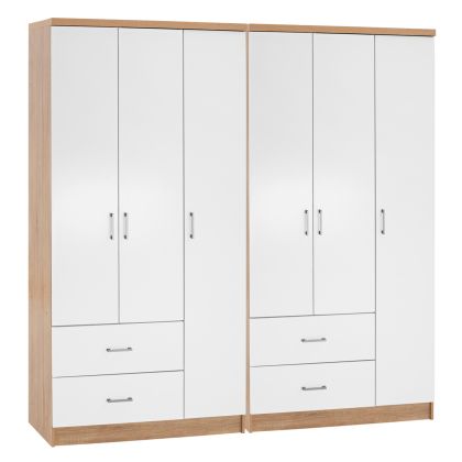 6-LEAF WARDROBE CAESAR HM21236.02 MELAMINE IN SONAMA & WHITE 180x42,5Χ181Hcm.