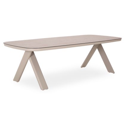 DINING TABLE CRANFIELD SM6499.02 ALUMINUM IN BEIGE--GLASS 242x110x74Hcm.