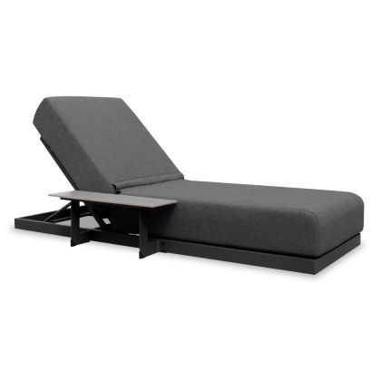 SUNLOUNGER WITH INTEGRATED SIDE TABLE SUBLIME SM6560.01 GREY ALUMINUM & SINTERED STONE 193x69x26H