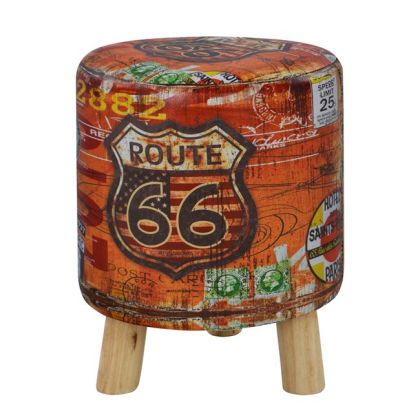 Stool from PU with 3 wooden legs HM8155 Route 66 D 30x38cm