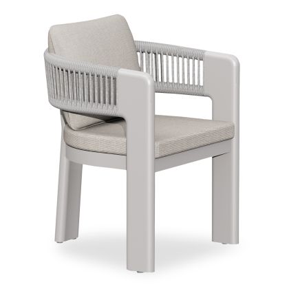 DINING CHAIR BARON SM6482.04 ALUMINUM - ROPE - OLEFIN FABRIC IN BEIGE 59x59x73.5H