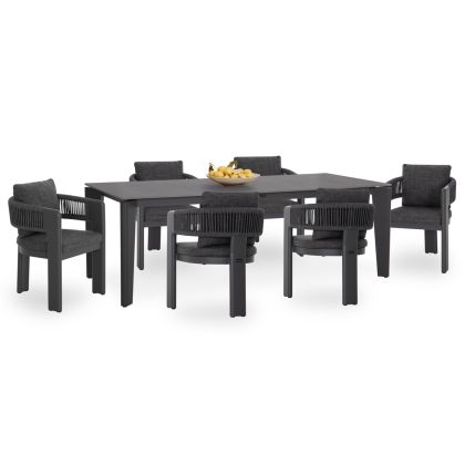 OUTDOOR 6-SEATER DINING SET CERRIG SM10851.01 ALUMINUM-SINTERED STONE-OLEFIN IN GREY