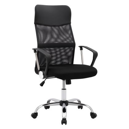 Офис стол HM1000.01 Черен С Мрежа и хромирана основа 61x56x118 см