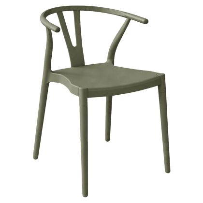 OUTDOOR DINING CHAIR BRAVE HM6625.05 POLPYPROPYLENE IN OLIVE GREEN 47x42x84.5Hcm