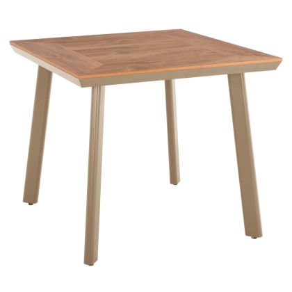 ALUMINUM DINING TABLE SQUARE TABER HM5563.04 CAPPUCCINO WITH POLYWOOD TOP 80x80x73Hcm.