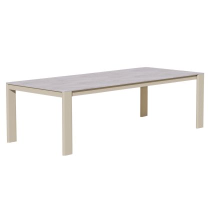DINING TABLE PUNDER HM6483.02 ALUMINUM IN CREAM WHITE--SINTERED STONE TOP 220x100x75Hcm.