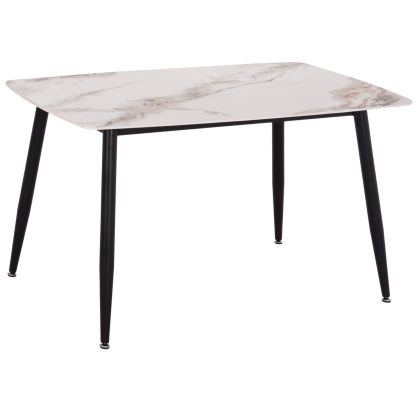 DINING TABLE RAVEN HM9854.04 CERAMIC TOP IN CALACATTA MARBLE SCHEME-BLACK METAL LEGS 120x70x73Hcm.