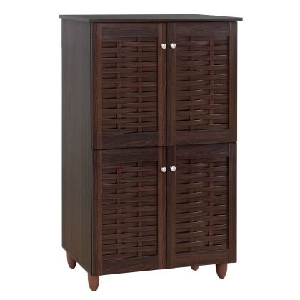 Shoe Cabinet Wooden 4 doors HM2210.01 Wenge 77x34x123