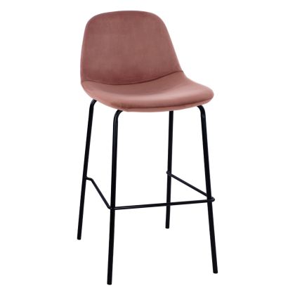 HM9298.12 bar stool, dusty pink velvet, metal legs, 47x51x96