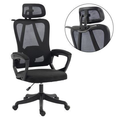 OFFICE CHAIR FRANTIC HM1224.01 BLACK MESH & POLYPROPYLENE 60x60x134Hcm.