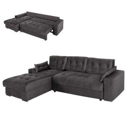 CORNER (LEFT) SOFA-BED WITH STORAGE SPACE CLANCY HM3281.02L ANTHRACITE FABRIC 308x181x92Hcm.