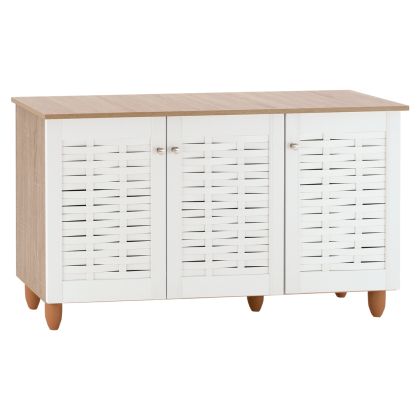 Shoe Cabinet Melamine with 3 Doors HM2211.06 Sonama-White 114,5x34x68cm