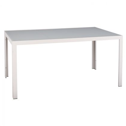 METALLIC TABLE ICE WHITE WITH GLASS HM5767.03 150X90Χ75cm.