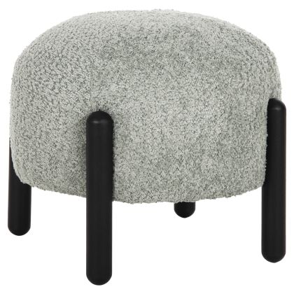 STOOL ROUND EWAN HM9596.05 PISTACHIO GREEN BOUCLE FABRIC-BLACK METAL LEGS Φ45x36Hcm.