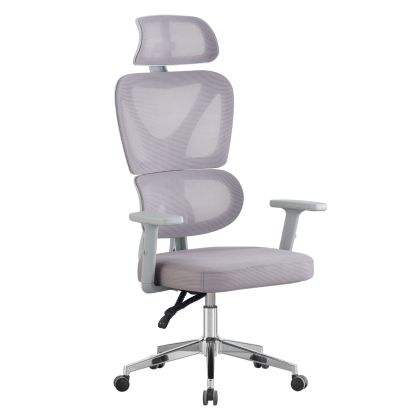 OFFICE CHAIR NOVAR HM1218.02 WHITE PP--LIGHT GREY MESH--CHROME BASE 51x49x129Hcm.