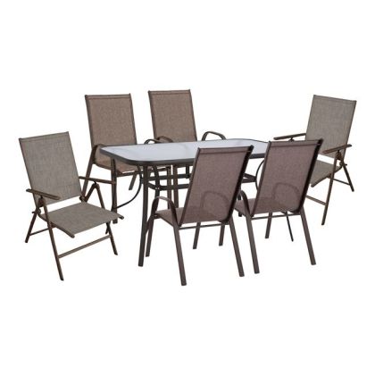 Set Dining Table 7 piece in brown color HM10557.02