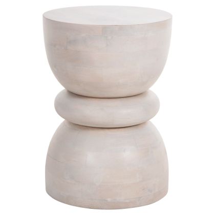 STOOL ROUND COIL HM9703 SOLID MANGO WOOD IN WHITE COLOR Φ35x51Hcm.