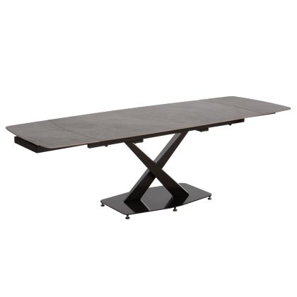 DINING TABLE EXTENDABLE HOKU HM18410 CERAMIC TOP IN GREY MARBLE COLORING 165/240x90x75Hcm.