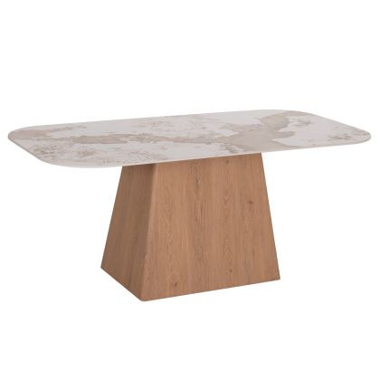 DINING TABLE NORDU HM18414 MDF BASE--CERAMIC TOP IN WHITE/BROWN MARBLE COLORING 180x90x76Hcm.