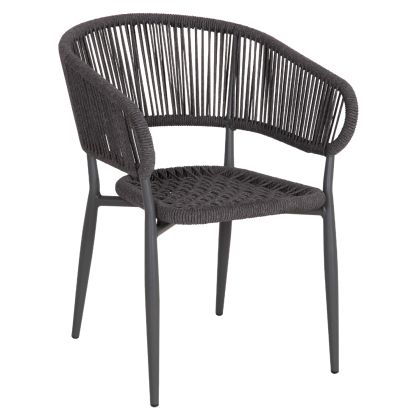 DINING CHAIR EULO HM5783.21 ALUMINUM & ΤWISTED RATTAN IN GREY 57x63x77Hcm.
