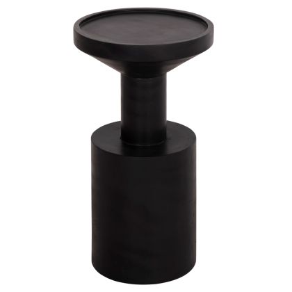 SIDE TABLE BERMAL HM9889.12 SOLID SUAR WOOD IN BLACK COLOR Φ35x65Hcm.